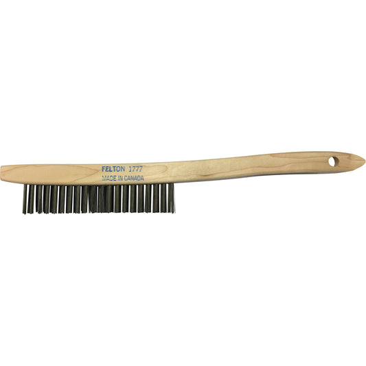 Curved-Handle Scratch Brushes, Brass, 3 x 19 Wire Rows, 14" Long