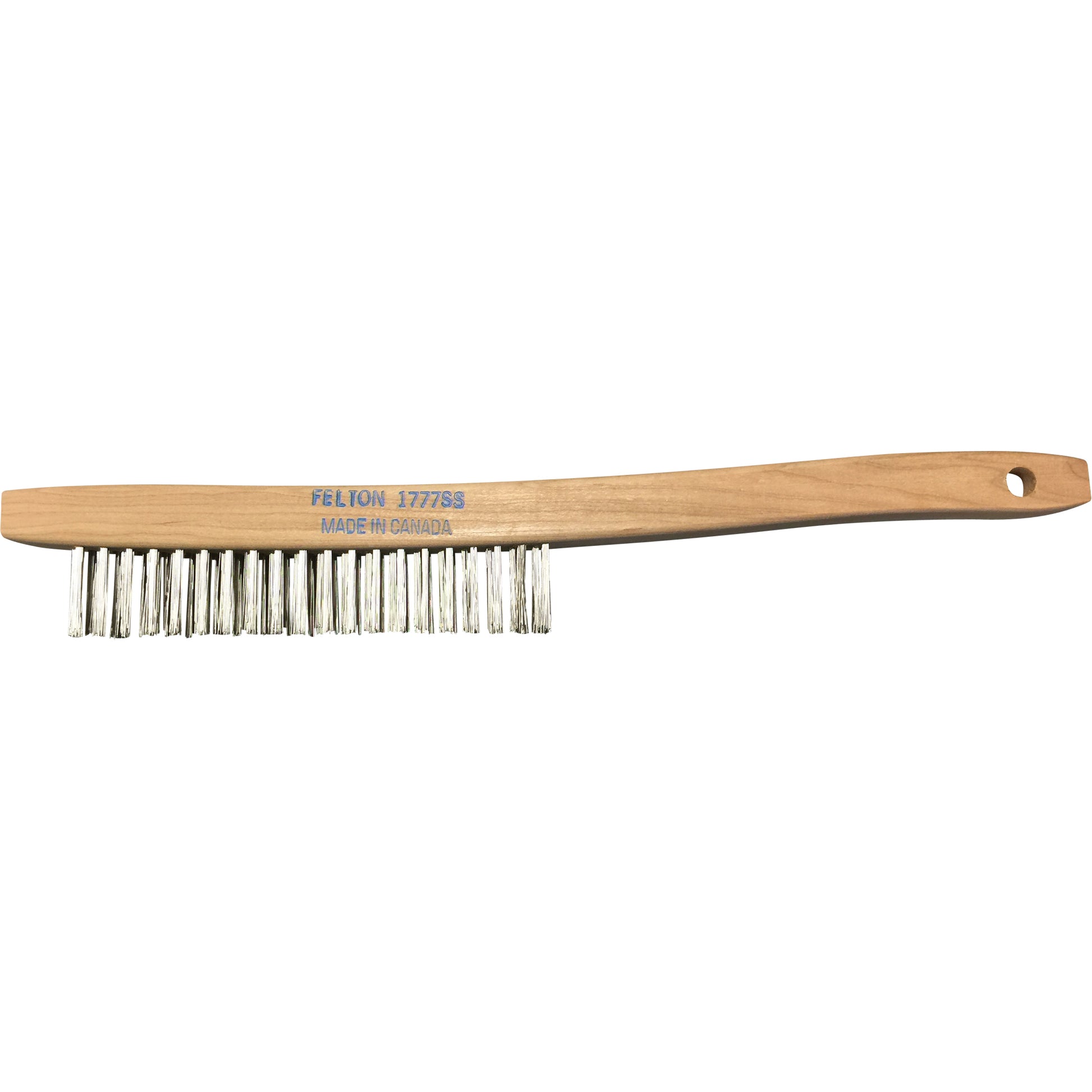 Curved-Handle Scratch Brushes, Stainless Steel, 3 x 19 Wire Rows, 14" Long