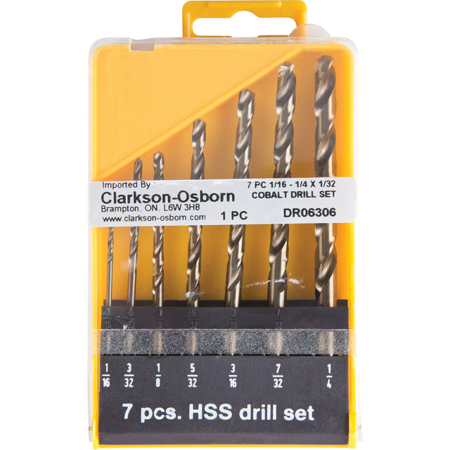 Jobber Length Drill Set, 7 Pieces, Cobalt