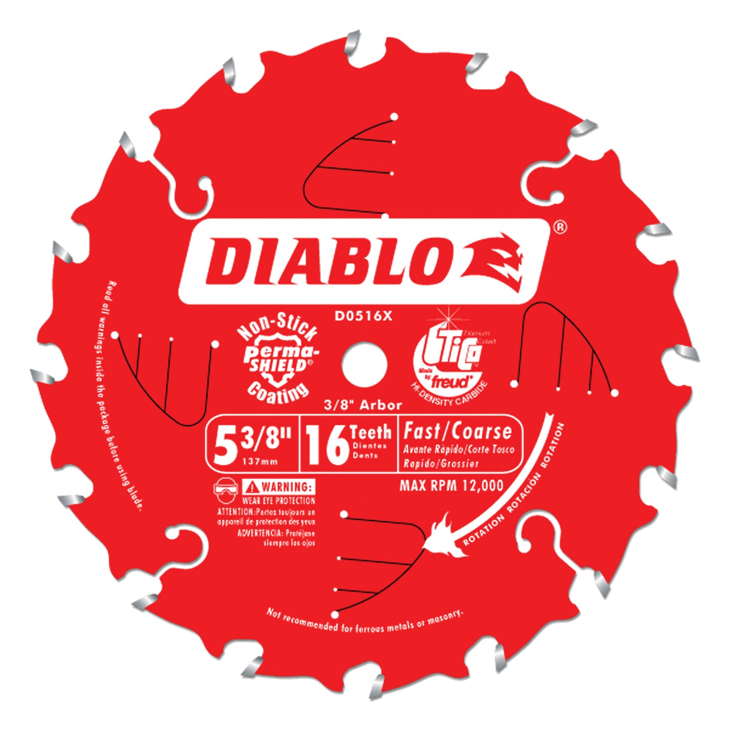 Circular Saw Blade, 5-3/8", 16 Teeth, Wood Use