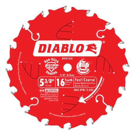 Circular Saw Blade, 5-3/8", 16 Teeth, Wood Use