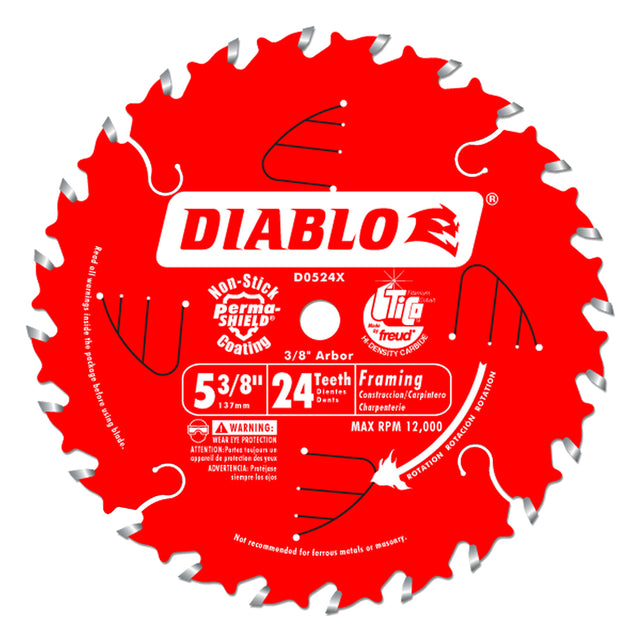 Circular Saw Blade, 5-3/8", 24 Teeth, Wood Use