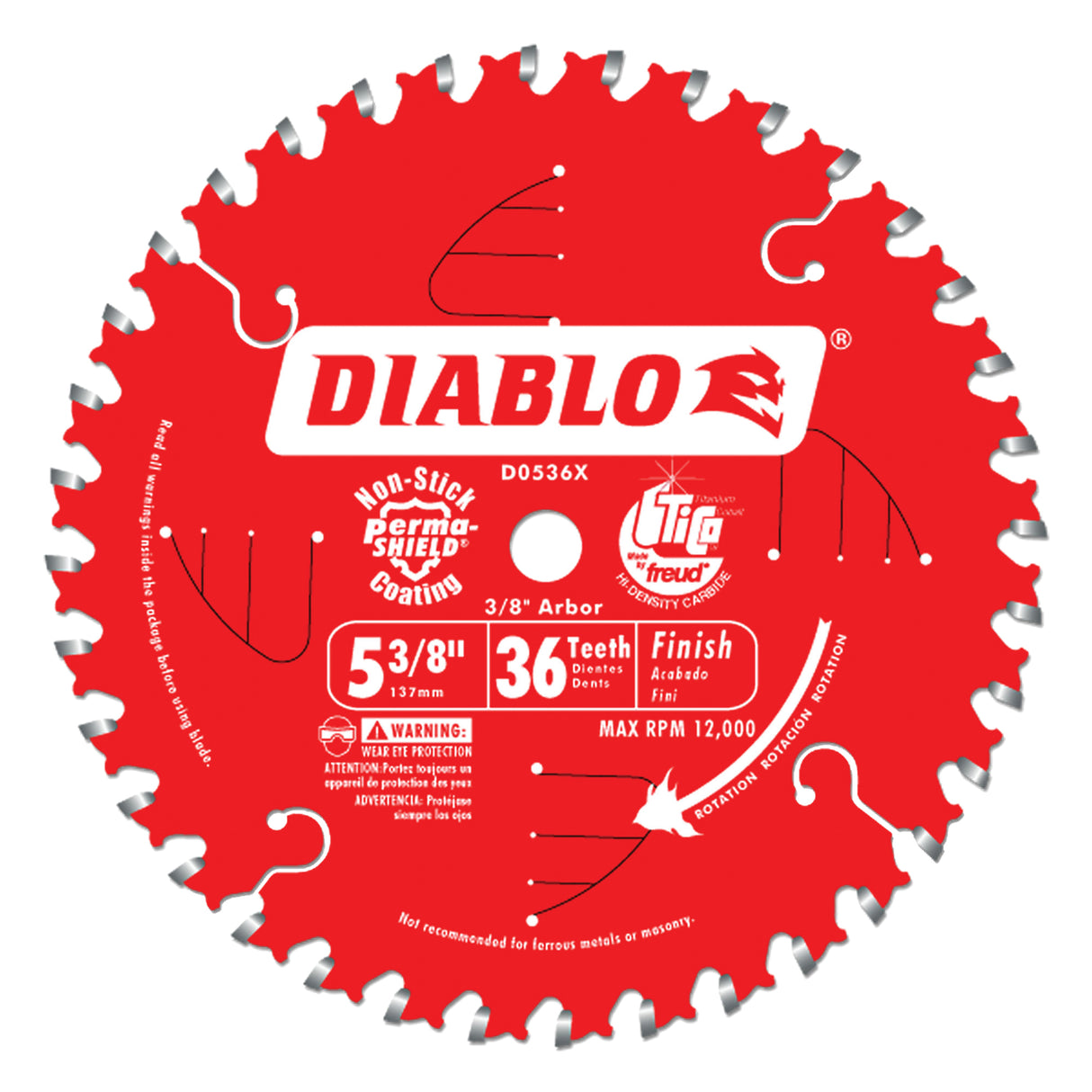 Circular Saw Blade, 5-3/8", 36 Teeth, Wood Use