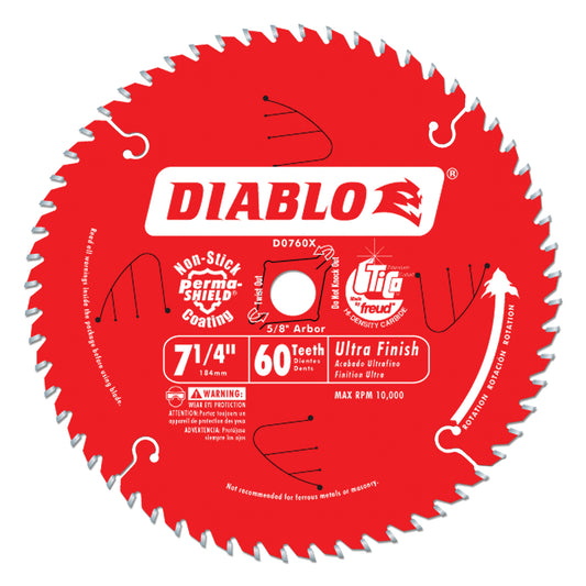 Circular Saw Blade, 7-1/4", 60 Teeth, Wood Use