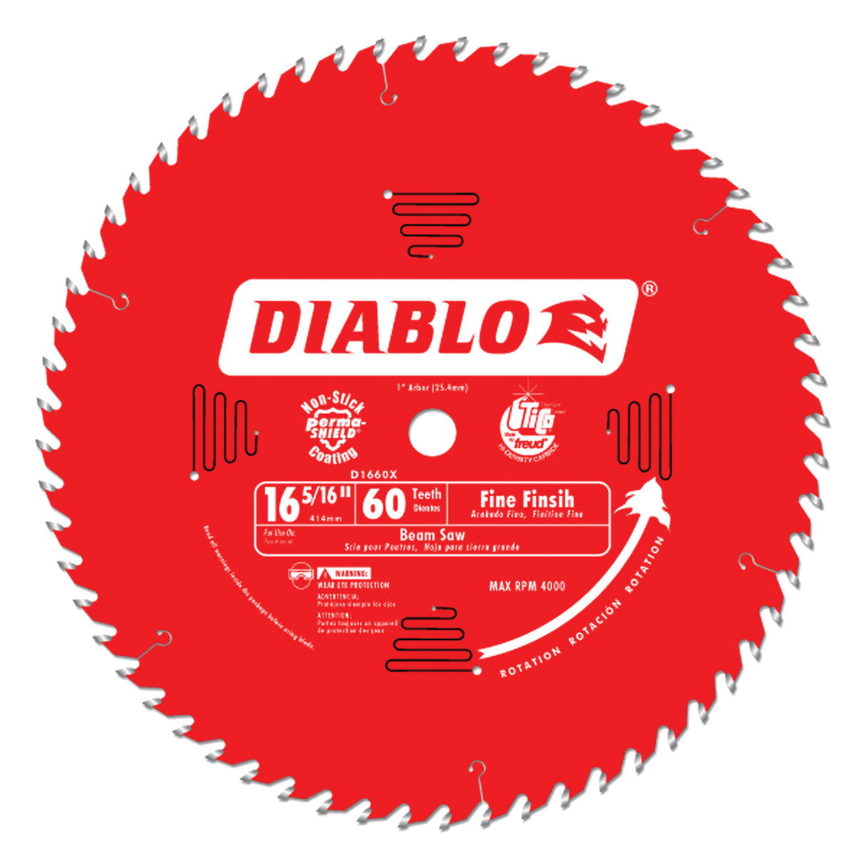 Circular Saw Blade, 16-5/16", 60 Teeth, Wood Use