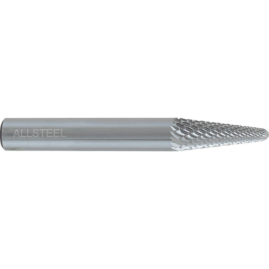 AllSteel™ Cone Shape Carbide Burr, SL-4, 1/2" Dia., 1/4" Shank, 1-1/8" Depth of Cut