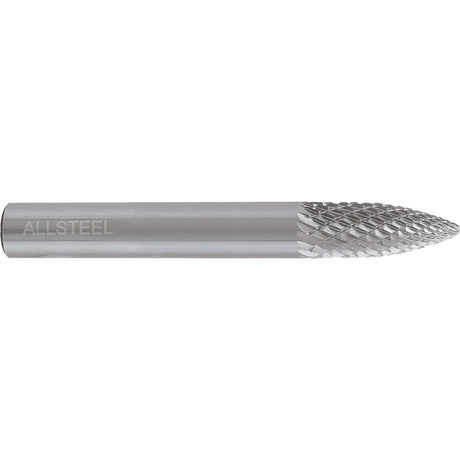 AllSteel™ Tapered Shape Carbide Burr, SG-1, 1/4" Dia., 1/4" Shank, 5/8" Depth of Cut