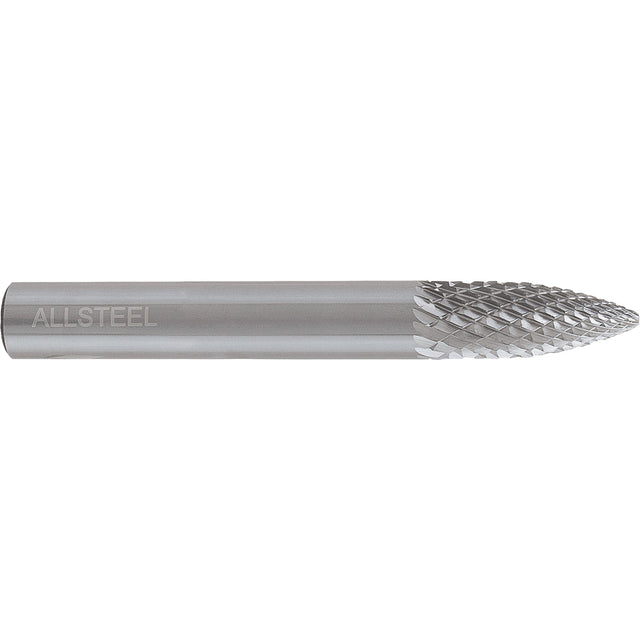 AllSteel™ Tapered Shape Carbide Burr, SG-1, 1/4" Dia., 1/4" Shank, 5/8" Depth of Cut