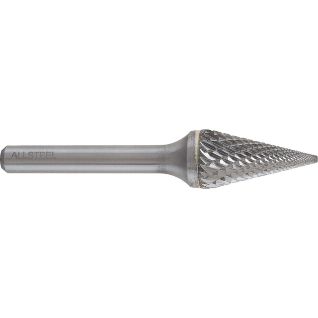 AllSteel™ Conical Shape Carbide Burr, SM-5, 1/2" Dia., 1/4" Shank, 7/8" Depth of Cut