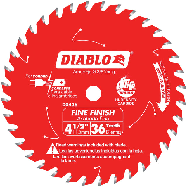 Circular Trim Saw Blade, 4-1/2", 36 Teeth, Wood Use