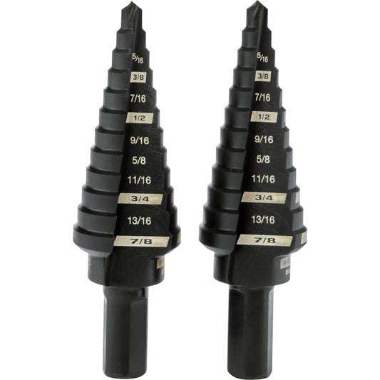 #4 Step Drill Bits, 3/16" - 7/8" , 1/16" Increments, High Speed Steel