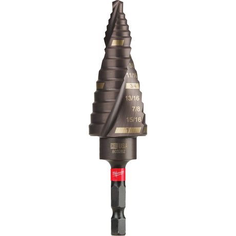 #8 Shockwave™ Impact Duty™ Step Drill Bit, 1/2" - 1" , 1/16" Increments, Titanium