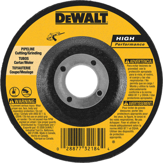 High Performance Pipeline Wheel, 5" x 1/8", 7/8" Arbor, Aluminum Oxide, Type 27