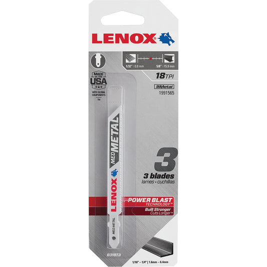 Metal Cutting Jigsaw Blades, Bi-Metal, 18 TPI, 3-5/8" L x 3/8" W