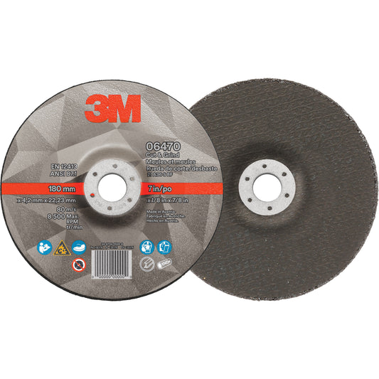 Cut & Grind Wheel, 7" x 1/8", 7/8" Arbor, Type 27, Ceramic