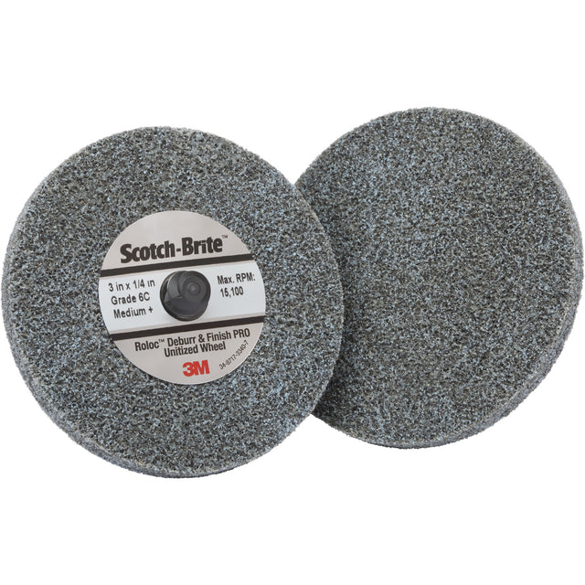 Roloc™ Deburr & Finish Pro TR Unitized Wheel, 2" x 1/4", Coarse Grit, Ceramic