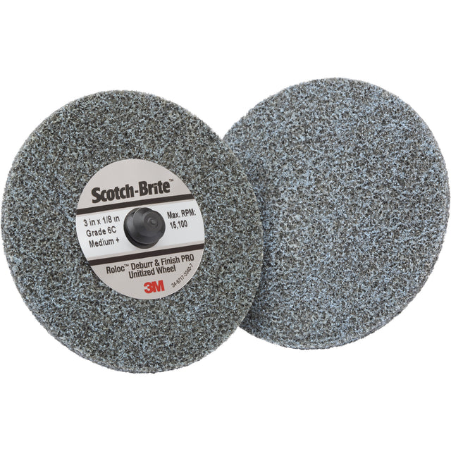 Roloc™ Deburr & Finish Pro TR Unitized Wheel, 3" x 1/8", Medium Grit, Ceramic