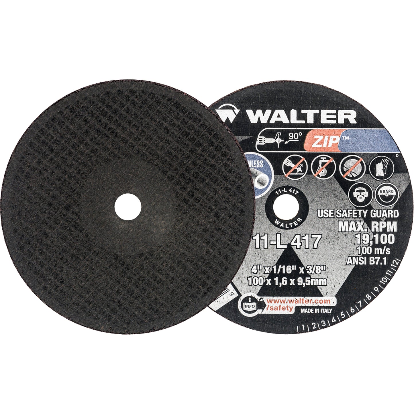 Zip™ Cut-Off Wheel, 4" x 1/16", 3/8" Arbor, Type 1, 19100 RPM
