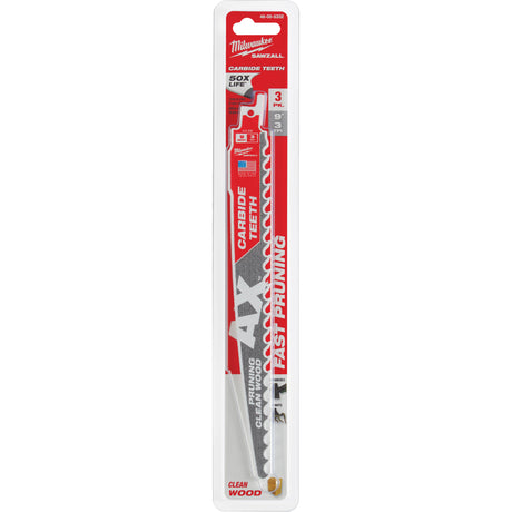 The Ax™ Sawzall® Blade for Pruning & Clean Wood, Carbide, 3 TPI, 9" L x 1" W