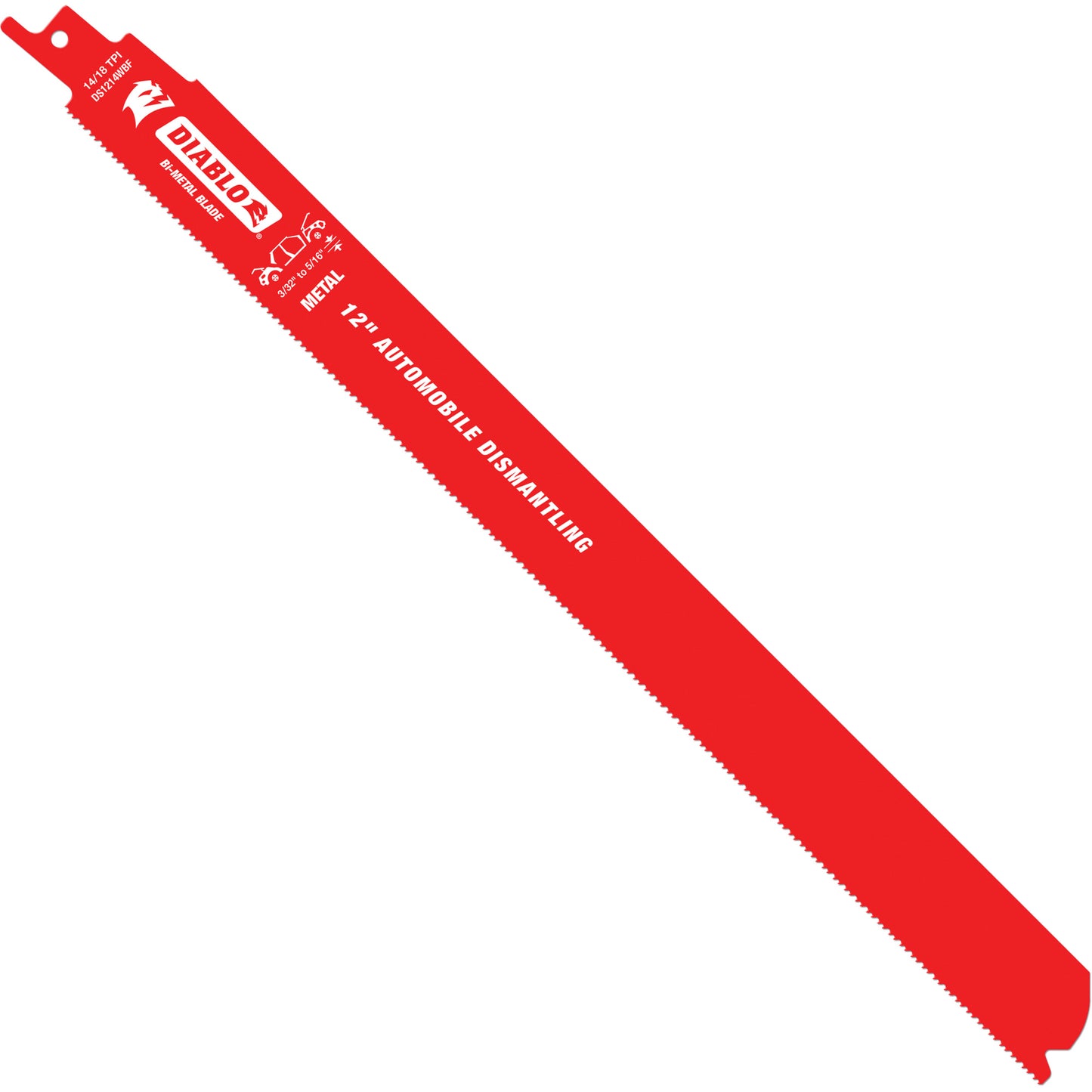 Reciprocating Blade for Auto Dismantling, Bi-Metal, 10-14 TPI, 12" L x 1" W