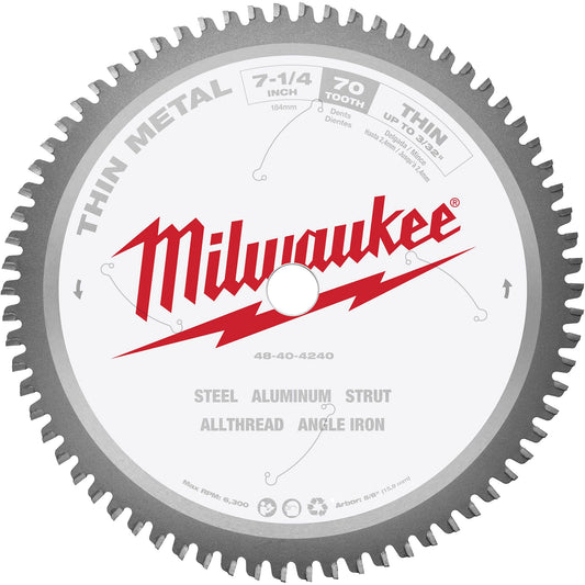 Circular Saw Blade, 7-1/4", 70 Teeth, Metal Use