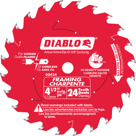 Framing Trim Circular Saw Blade, 4-1/2", 24 Teeth, Wood Use
