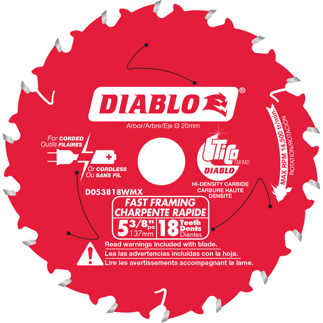 Fast Framing Circular Saw Blade, 5-3/8", 18 Teeth, Laminate/Wood Use