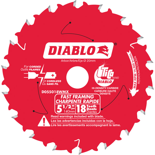 Fast Framing Circular Saw Blade, 5-1/2", 18 Teeth, Laminate/Wood Use