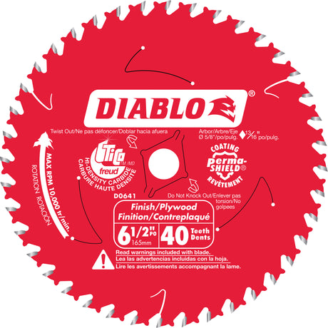 Finish Trim Circular Saw Blade, 6-1/2", 40 Teeth, Laminate/Wood Use