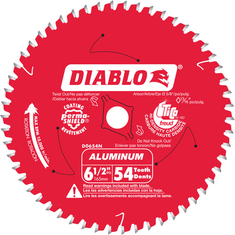 Aluminum Cutting Circular Saw Blade, 6-1/2", 54 Teeth, Plastic/Fibreglass/Non-Ferrous Use