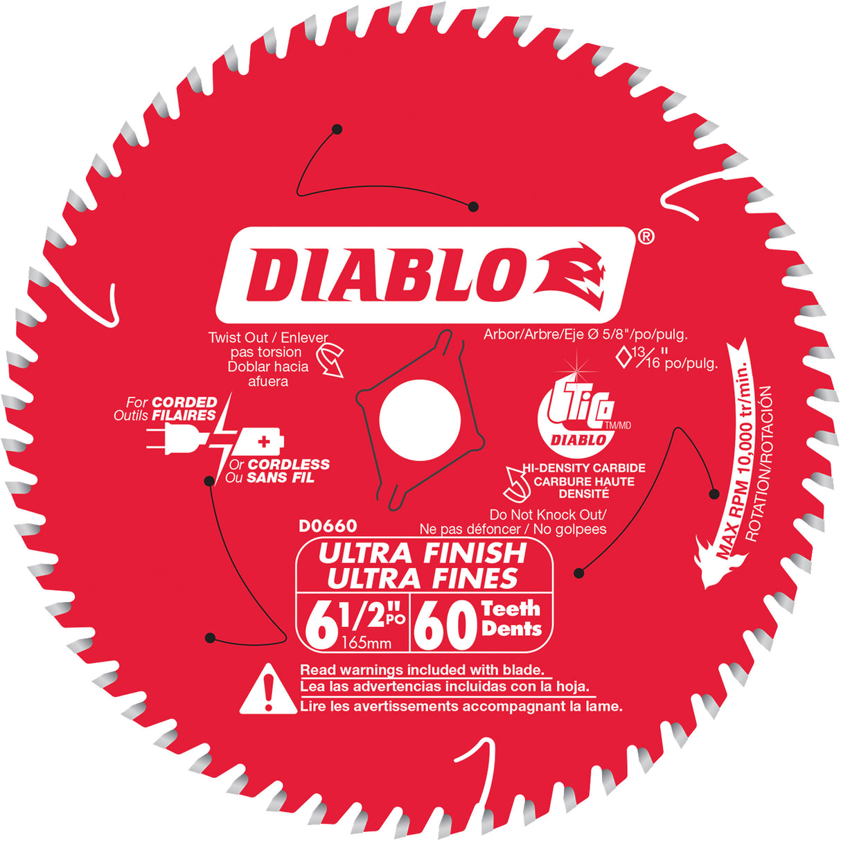 Ultra Finish Circular Saw Blade, 6-1/2", 60 Teeth, Laminate/Wood Use