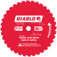 Circular Saw Blade, 7-1/4", 36 Teeth, Metal/Wood Use