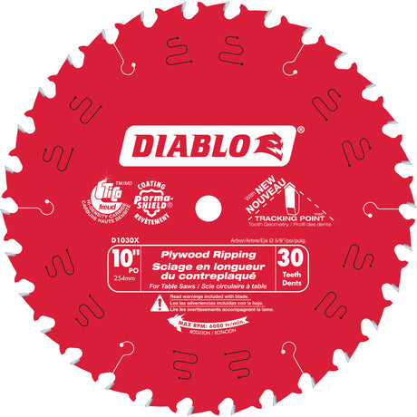 Plywood Ripping Circular Saw Blade, 10", 30 Teeth, Wood Use