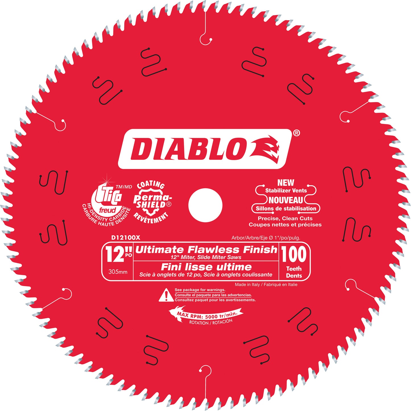 Ultimate Polished Finish Circular Saw Blade, 12", 100 Teeth, Laminate/Wood Use