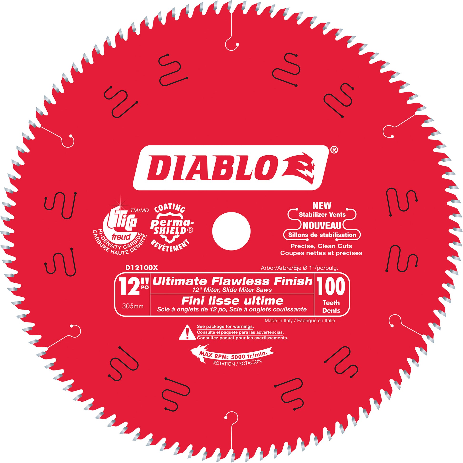 Ultimate Polished Finish Circular Saw Blade, 12", 100 Teeth, Laminate/Wood Use