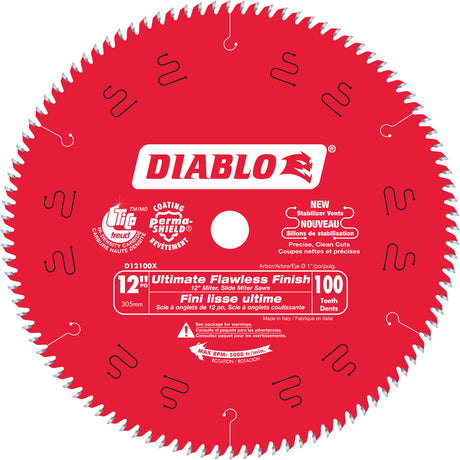 Ultimate Polished Finish Circular Saw Blade, 12", 100 Teeth, Laminate/Wood Use