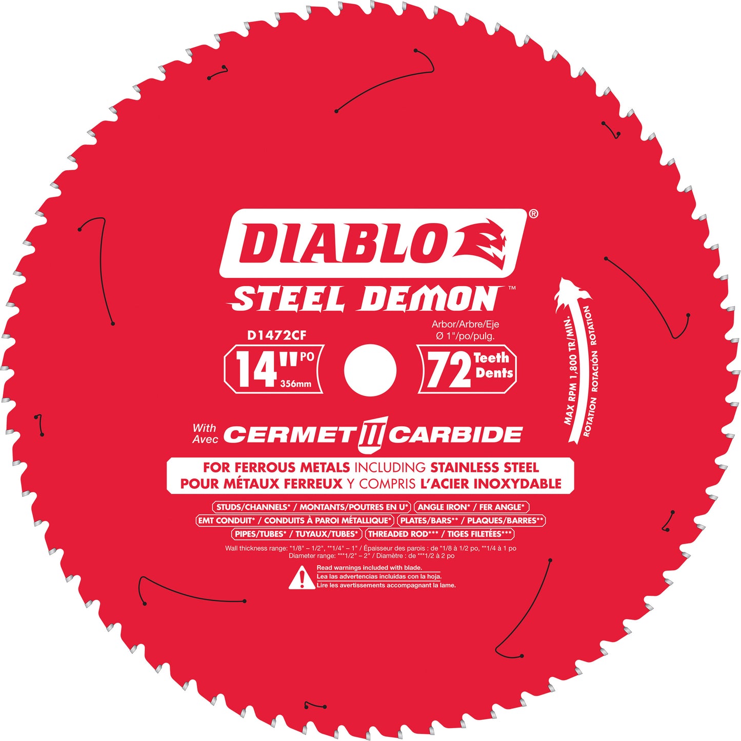Steel Demon™ Cermet II Circular Saw Blade, 14", 72 Teeth, Metal Use