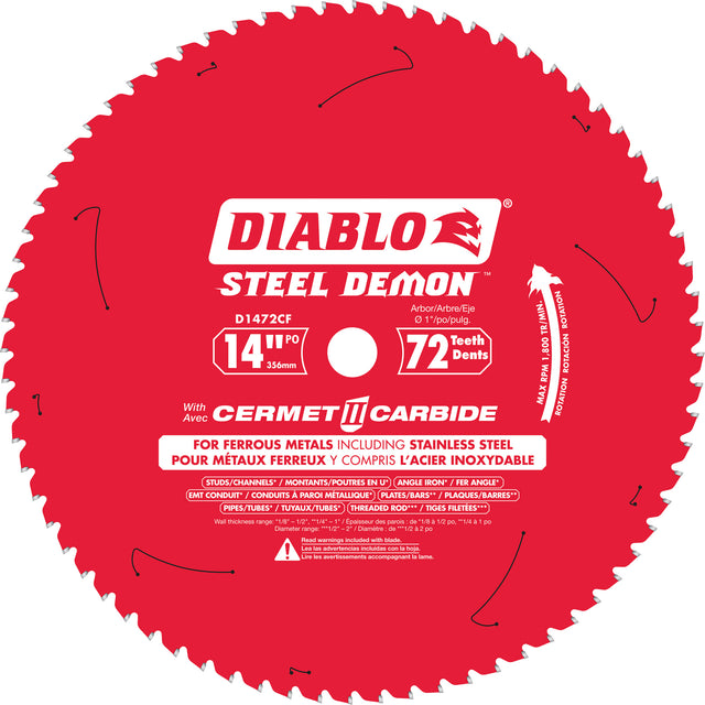 Steel Demon™ Cermet II Circular Saw Blade, 14", 72 Teeth, Metal Use
