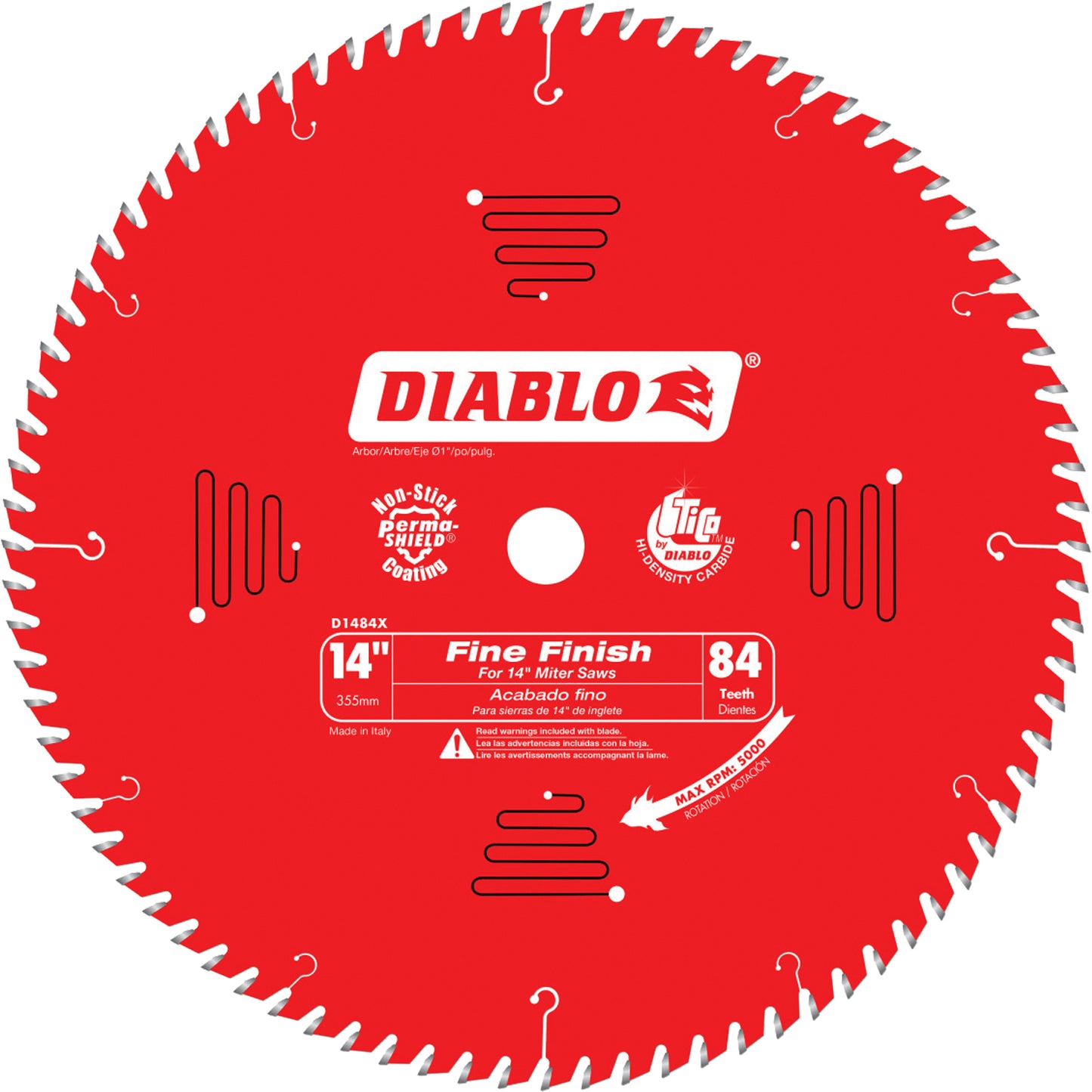 Fine Finish Circular Saw Blade, 14", 84 Teeth, Laminate/Wood Use