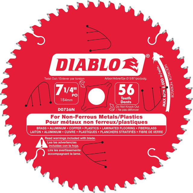 Aluminum Cutting Saw Blade, 7-1/4", 56 Teeth, Non-Ferrous Use