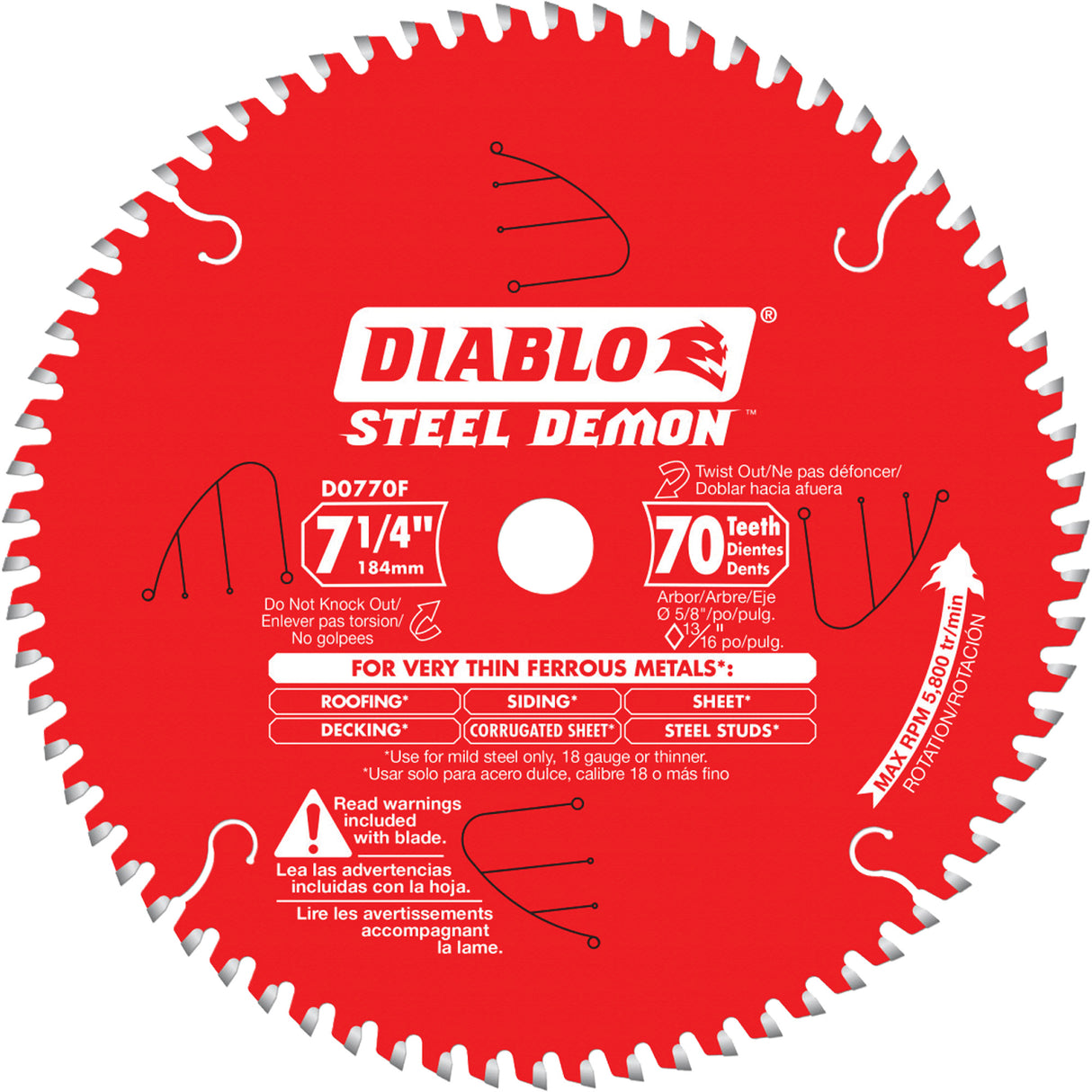 Steel Demon™ Cutting Saw Blade, 7-1/4", 70 Teeth, Metal Use