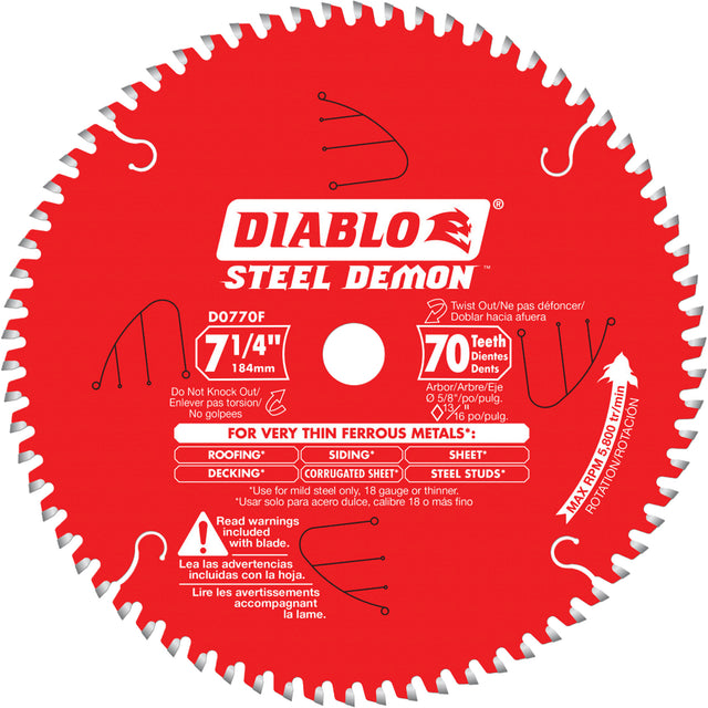 Steel Demon™ Cutting Saw Blade, 7-1/4", 70 Teeth, Metal Use