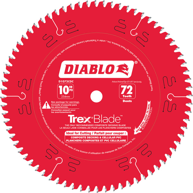 Trex® Blade™ Cutting Saw Blade, 10", 72 Teeth, Plastic/Composite Decking Use
