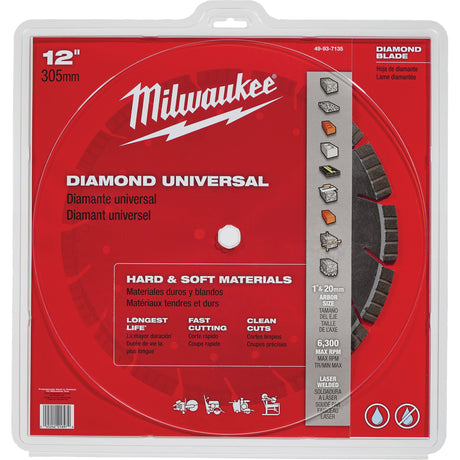 Segmented Turbo Universal Diamond Circular Saw Blade, 12", Stone/Concrete/Brick/Asphalt/Green Concrete Use