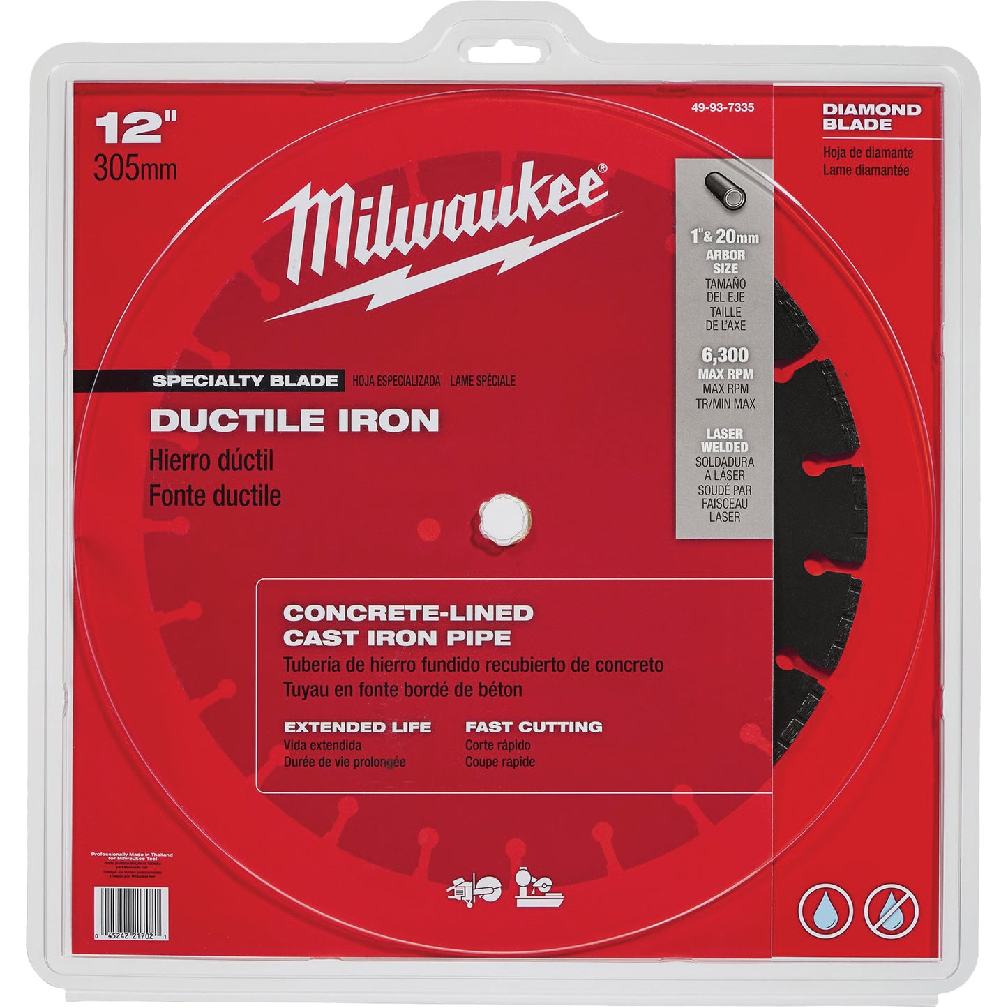 Circular Saw Blade, 12", Ductile Iron Use