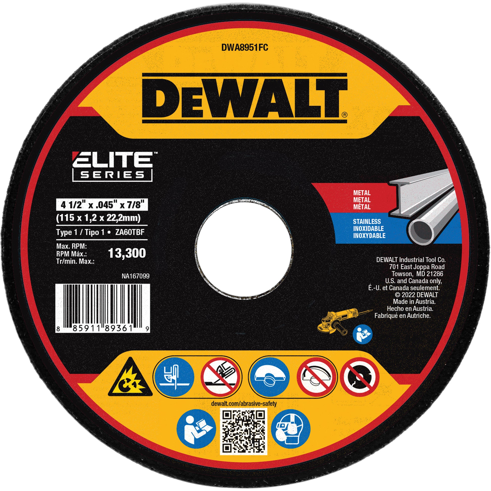 XP™ Metal Cut-Off Wheel, 4-1/2" x 0.045", 7/8" Arbor, Ceramic, Type 1