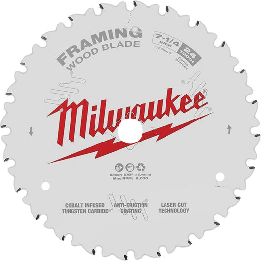 Framing Circular Saw Blade, 7-1/4", 24 Teeth, Wood Use