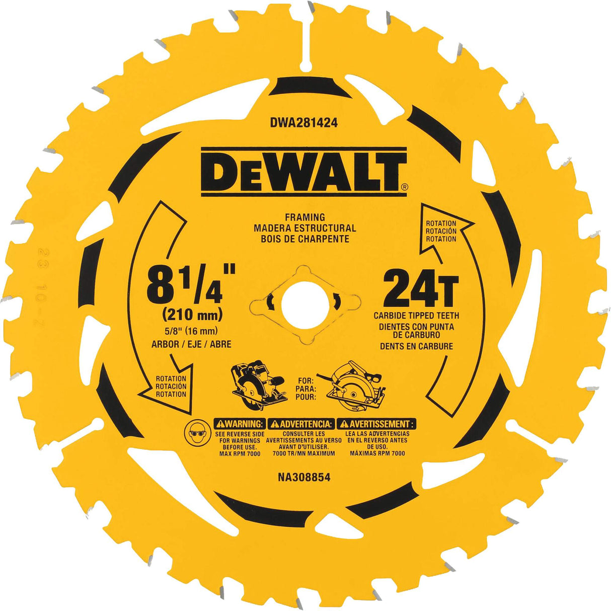 Ripping Circular Saw Blade, 8-1/4", 40 Teeth, Wood Use