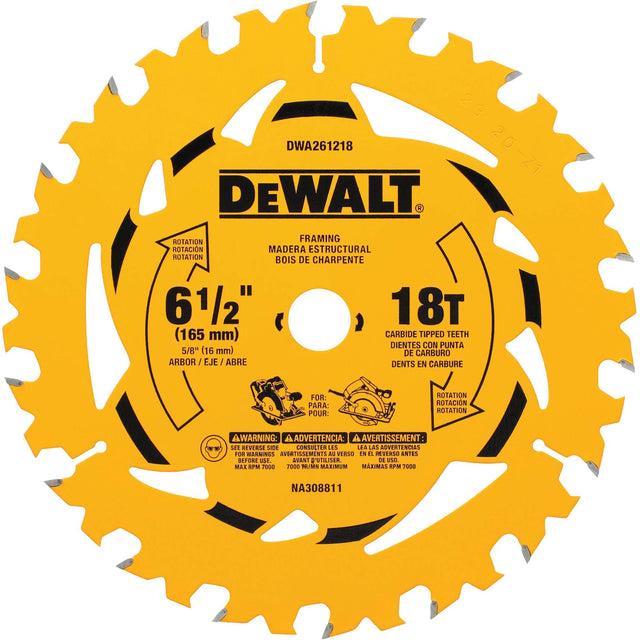 Framing Circular Saw Blade, 6-1/2", 18 Teeth, Wood Use