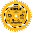 Circular Saw Blade, 7-1/4", 40 Teeth, Wood Use